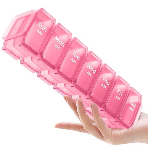 Image of Extra Large Pill Organizer 2 Times a Day - XL Pill Box 7 Day with Big AM /PM Compartments - Fits Large Vitamins, Supplements & Gummies, for 7 or 14-Day Use, Color-Coded, Senior-Friendly, No Spills