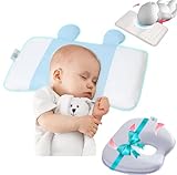BOUZ-Babykissen-Memory Foam kopfkissen baby Babykissen für Neugeborene 2 Kissenbezüge+Geschenk Memory Foam Reisekissen mit Kissenbezug-kissen für neugeborene-kissen für baby-kopfkissen für baby (BLAU)