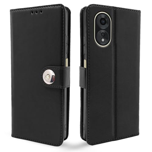 Image of Pikkme Oppo A38 4G / Oppo A18 4G Flip Cover Leather Finish | Wallet Stand and Shock Proof | Inside TPU with Card Pockets | Complete Protection Button Flip Case (Black)
