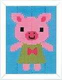 Handbemalter Stramin Vervaco Anfängerstickpackung Longstitch Schwein Stickpackung, Stramin, weiß, 12,5 x 16 x 0,3 cm