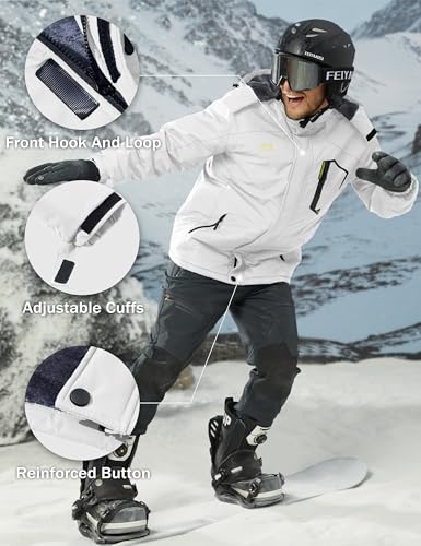 Image of MAGCOMSEN Men's Winter Coats Waterproof Ski Snow Jacket Warm Fleece Jacket Parka Raincoats With Multi-Pockets| Standard Length