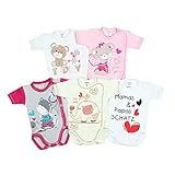 5er Set für Jungen: 1 x blau Happy Hippo, 1 x grün Teddy mit Ballon, 1 x weiß Mamas & Papas Schatz und Dino Sweet Baby, 1 x grau Strong Bear - wie abgebildet
