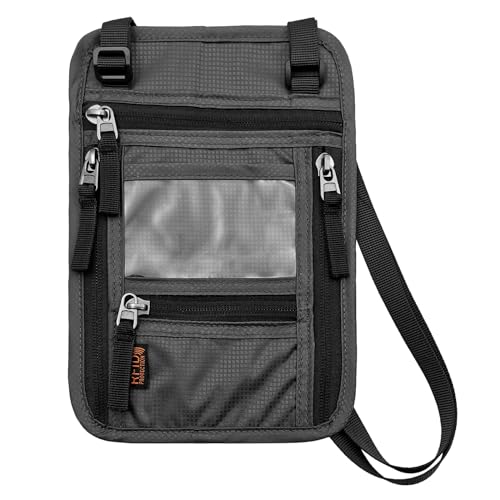Image of Travel Pouch Passport Wallet- ID Card Wallet with RFID Blocking And Keep Your Belongings Secure-Travel Wallet - Neck Pouch Wallet for Men and Women (Grey)