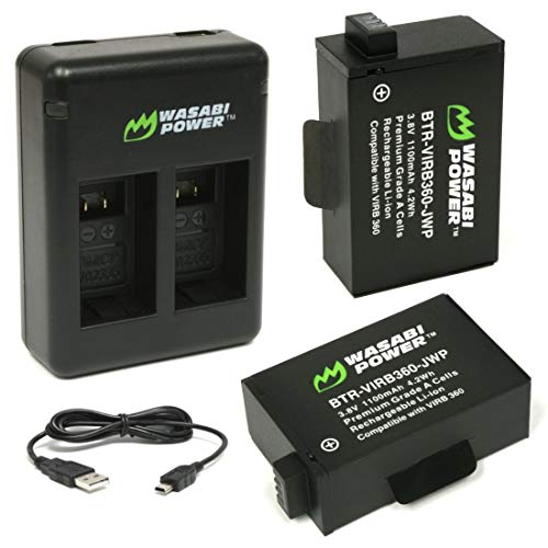 Wasabi Power Battery (2-Pack) and Dual USB Charger for Garmin VIRB 360 and Garmin 010-12521-10 Wasabi Power Battery (2-Pack) and Dual USB Charger for Garmin VIRB 360 and Garmin 010-12521-10