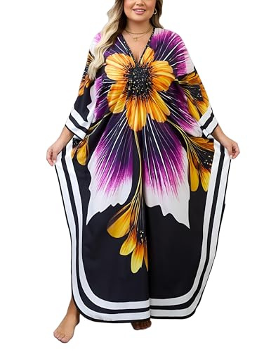 Kaftan Dress for Women - Plus Size Caftan Maxi Beach Dress Moo Moos Loungewear, Swimsuit Cover Up for Beach, Pool or Vacation
