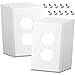 Duplex Wall Plates Kit, Receptacle Outlet Covers, 10-Packs Electrical Outlet Plates, PC Material - Heat Resist - Durable, White Outlet Wall Plates, Standard Size Light Switch Covers