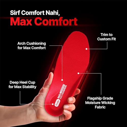 Frido Max Comfort Arch Cushion Insole | Relieves Arch Pain | Proprietary Hi- Per Foam Orthotic Inserts | Deep Heel Cup for Enhanced Stability | Sports & Casual Shoe Insert | Small (4-7 UK) Pack of 2