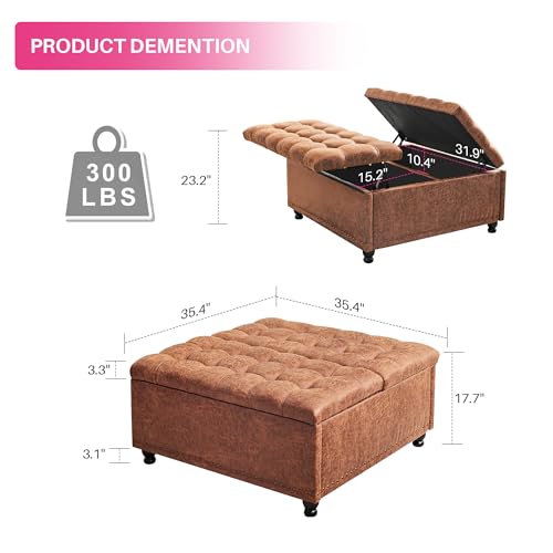 Redlifeᅟᅠ SQ-23090 Redlife 35 Inch Large Square Storage Ottoman Bench, Storage Ottoman Coffee Table Large Square Ottoman thumb #1