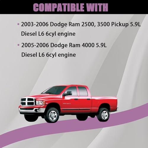 Image of AUCERAMIC 5086843AB Engine Oil Level Dipstick with Black Handle Fit for 2003-2006 Dodge Ram 2500 3500 Pickup 5.9L 2005-2006 Dodge RAM 4000 Diesel 5.9L L6 Turbocharged Stainless Steel