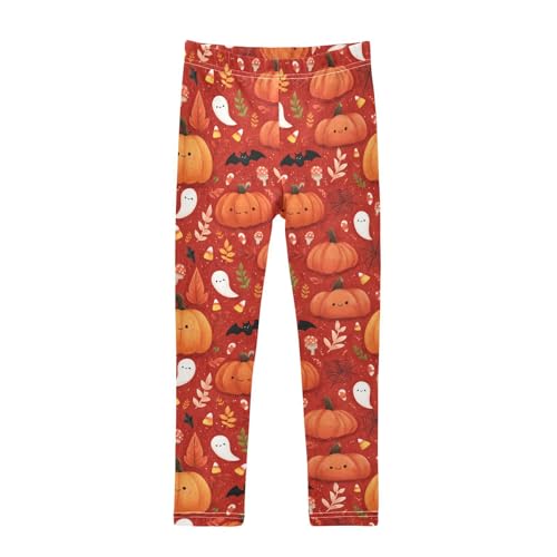 Girls Leggings Halloween Ghost Pumpkin Kids Length Leggings Pants Toddler Athletic Soft Red Tights Trousers 4T