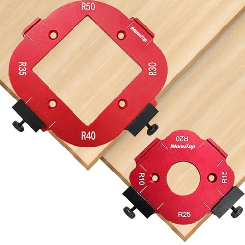 2 Stück Eckradius-Frässchablonen R10-R50 für Oberfräse, 4 in 1 Radius Schnellvorrichtung für Holzbearbeitung, Oberfräse Schablone, Frässchablonen für Oberfräse Diy, Radius Jig Router-Vorlagen
