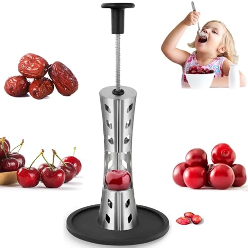 PreZiouz Cherry Pitter Tool, 304 Stainless Steel Cherry Stoner Remover, Durable Fruit Corer Tool for Cherry/Red Date/Jujube/Hawthorn, Press Type Fruit Pit Remover Kitchen Tool