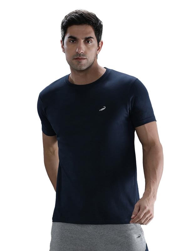 Image of CROCODILE Men Solid Sport Fit T Shirt | Round Neck | Short Sleeve | Regular Length | Basic Casual Pull On Topwear Grey Melange