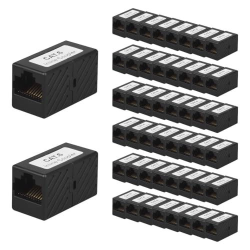 Image of iwillink RJ45 Coupler Ethernet Connector, Female to Female, 50 Pack, Black | Extender Adapter, For Cat7 Cat6 Cat5e Cat5 Ethernet Cable Female Connector