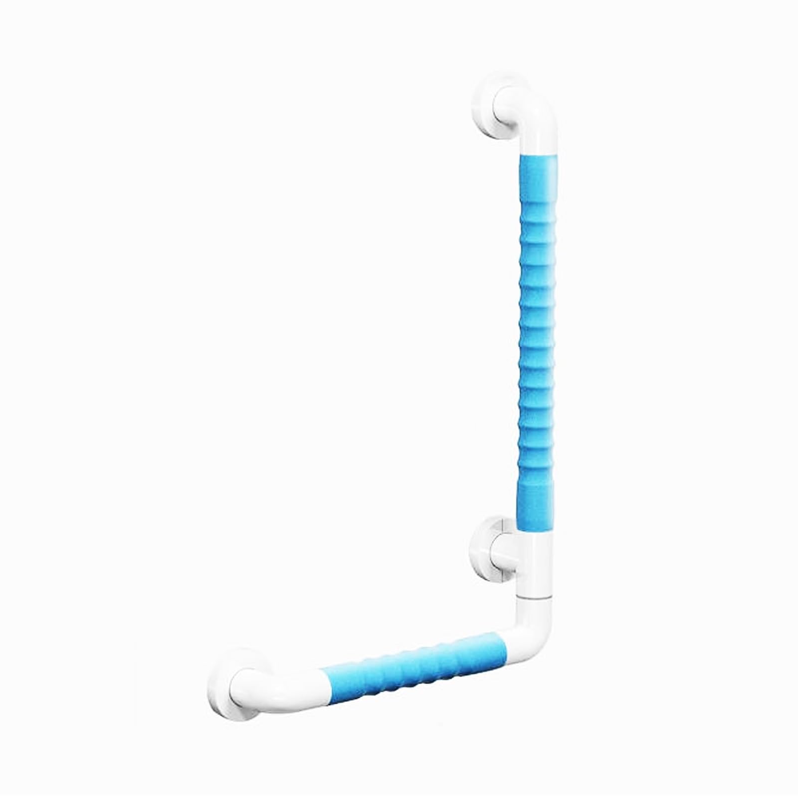 Barra de Apoyo en Forma de L para Ducha, Barras para Ducha, Montaje en Pared con Codo Giratorio y Anillo Luminoso, bañera, Cabina (Azul)