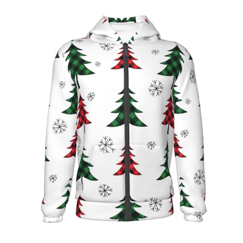 Buffalo Plaid Christmas Trees Kid Hoodies Boys Zip Up Sweatshirts Girls Pullover with Pocket2