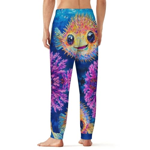 Funny Puffer Fish Men's Pajama Bottoms Sleep Lounge Soft Comfy Pants Sleepwear3