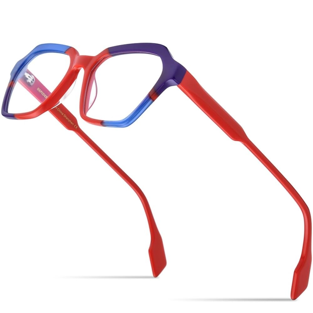 MUTYNE Montura de gafas de acetato multicolor para hombre, anteojos cuadrados retro, gafas para mujer