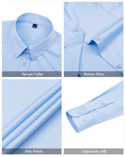 Image of J.VER Womens Dress Shirts Long Sleeve Button Down Shirt Wrinkle-Free Business Casual Blouse Office Work Tops