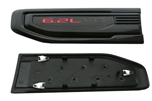 Image of Pair New 6.2L V8 Vent Emblems Kit 3D Driver Passenger Side Badge Compatible with 2019-2026 GMC Sierra GM 85160715 86532094 (6.2L V8-Black Red)