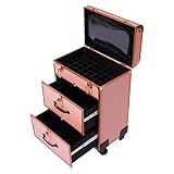 TOWOHIPPKI Makeup Train Case Trolley Makeup Box, Cosmetic Box Portable Makeup Case Organizer Storage