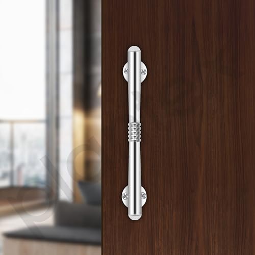 Image of Plantex Pooja Room Door Handle /8 Inch Handle /Pull Push Main Door Handle /3 Years Warranty Pack of 2 (S-142, Chrome)