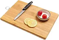 Tábua de Corte de Bambu Natural 34 X 24cm - Tábua de Carne Cozinha Grande – Resistente, Antibacteriana e Ecológica – Ideal para Cortar Carnes, Frutas e Legumes