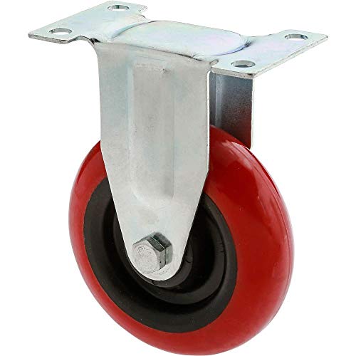 Steelex D2605 4-Inch Fixed Polyurethane Wheel, Red