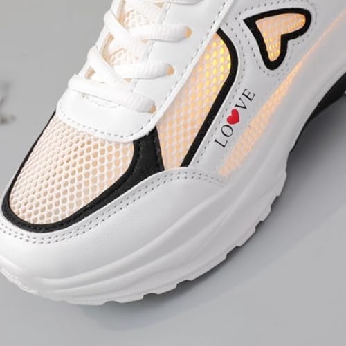 Heart Chunky Sneakers for Women & Girls Breathable Color-Blocked Platform 3cm Walking Shoes for Travel & Gifts2