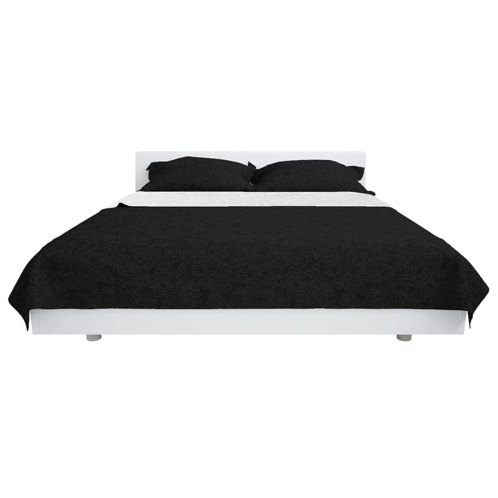 vidaXL Cubrecama Acolchado Doble Cara 220x240cm Blanco/Negro Decoración Hogar