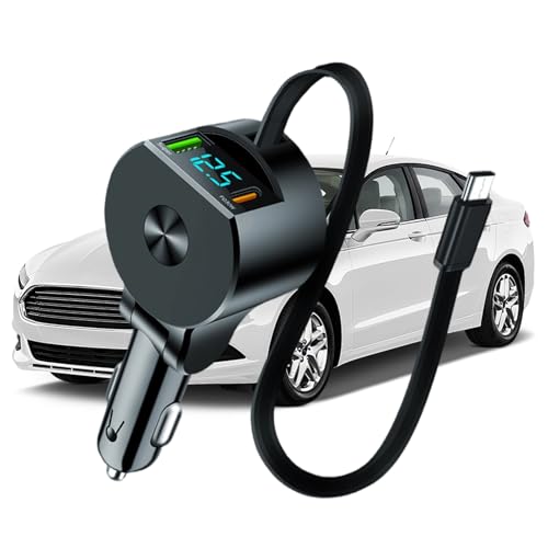 Teleskopisk biladapter – 3-portars snabbladdningsladdare, bärbar telefon elhub, fordonselektronik tillbehör | resa utomhus pendling körning inställning för affärsresa camping dagliga laddningsbehov