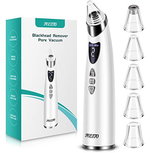 Blackhead Remover Pore Vacuum/IVETTO Blackhead Vacuum Face Acne Removal Blackhead Extractor Device/USB Rechargeable with 5 Probe heads