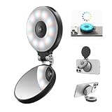 TELESIN Anello luminoso magnetico RGB per selfie 4 in 1 aggiornato con specchio e supporto per telefono, luce di riempimento portatile ricaricabile con clip per iPhone, Samsung, TikTok, Vlogging