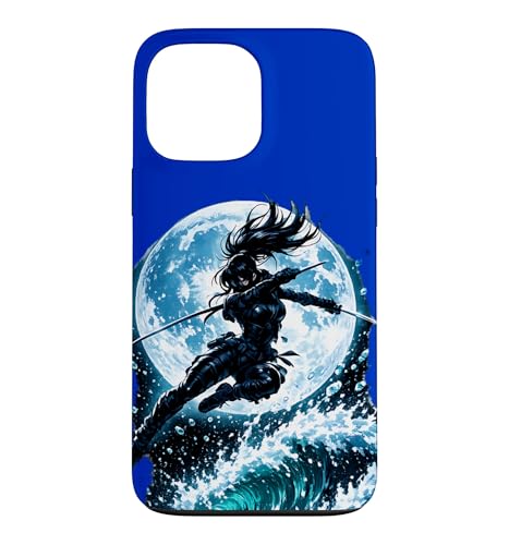 Female Anime Ninja Warrior with Swords Under Full Moon �X�}�z�P�[�X iPhone 13 Pro Max �p