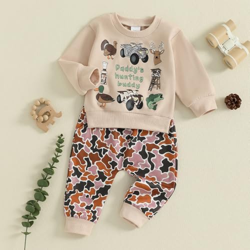 Userdefined Toddler Baby Boy Fall Clothes Animal Print Sweatshirt Top Camouflage Pants Set Sweatsuit Fall Winter Outfit2