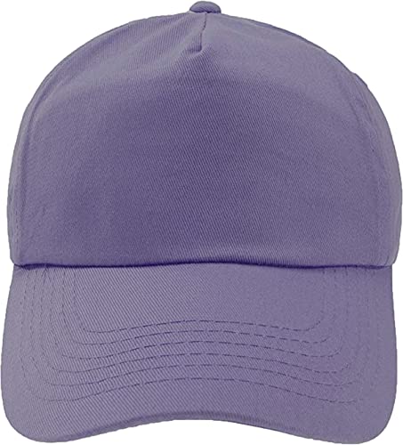 4sold Gorra para niños, 100 % algodón, 5 paneles, unisex, con cierre trasero ajustable, color liso, protección solar, morado claro, Einheitsgröße-14 Jahre