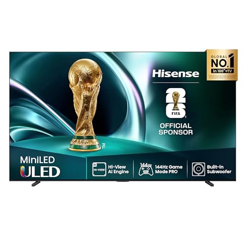 Hisense 85U7Q Fernseher 85 Zoll, 4K Mini LED ULED, Smart TV, Hi-View AI Engine, 144Hz Game Mode Pro, FreeSync Premium, Built in Subwoofer, Dolby Vision IQ Atmos, Airplay, Sprachsteuerung[2025]