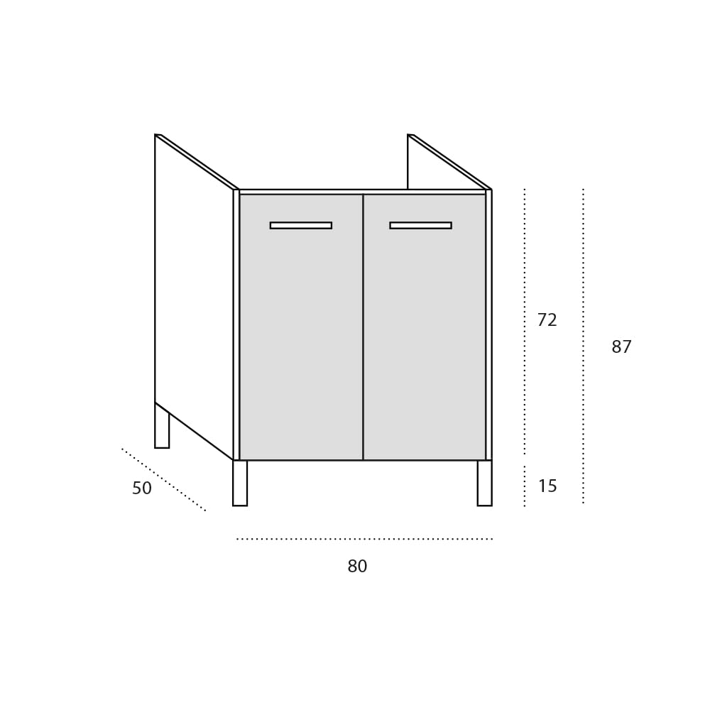 REDÒKASA Sotto lavello per cucina componibile da 80 cm con 2 ante linea MAKA, realizzata in legno 100% MADE IN ITALY (Con lavello 2 vasche, Noce)