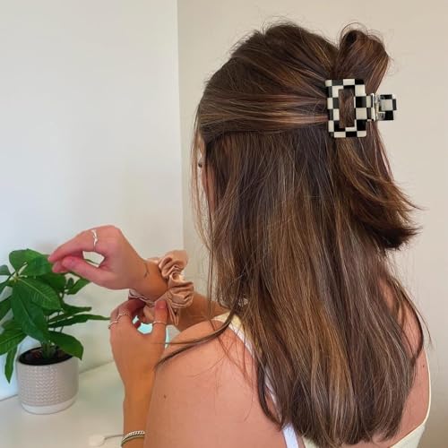 Pinzas para cabello a cuadros negras y blancas pack 4 pzas miniatura 3