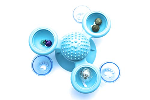 TheBolt Windmill Cat Toy, Interactive Cat Toy, Kitten Toys for Indoor Cats with Catnip Balls, Glowing Ball, and Strong Suction Cup, Cat Spinner Toy, Turntable Massage Scratching Tickle, Updated 2020.