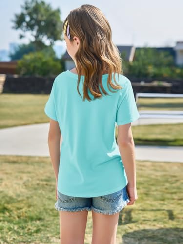 Image of Imily Bela Girls Short Sleeve T Shirts Casual Crewneck Fashion Tees Kids Summer Tops 5-14 Years