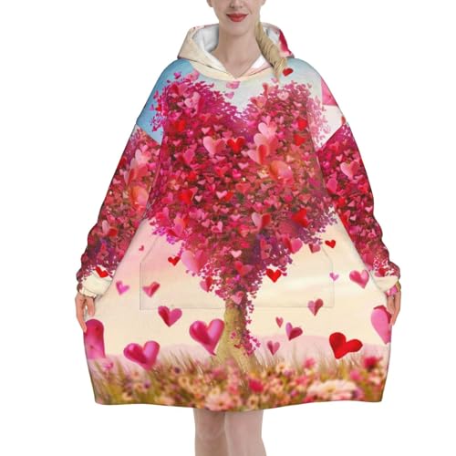 Couverture à capuche surdimensionnée motif cœur idée cadeau douce nuit