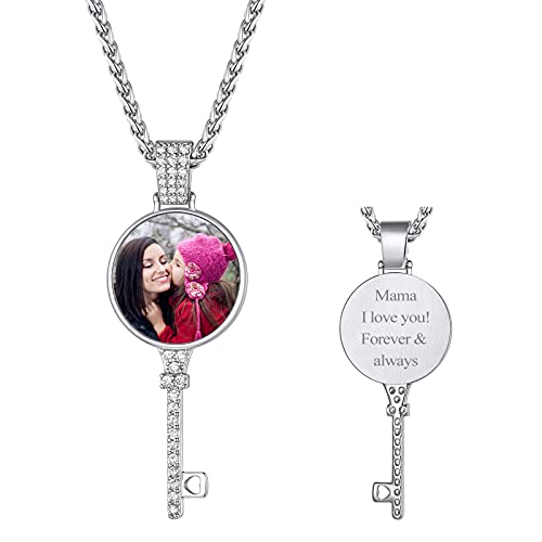 FindChic Creative Photo Necklace Personalized for Men Women Dog Tag/Square/Round/Angel Wing/Cat/Oval Shaped Stainless Steel/18K Gold Plated Picture Pendant Custom Text Memorial Jewelry, with