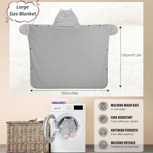 MSISILY Decke mit Ärmeln und Kapuze, Personalisierte Decke Tragbare Decke für Frauen, Kuscheldecke Flauschig Geschenke für Mädchen Kinder