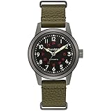 Bulova Men's Stainless Steel Automatic Dress Watch with Leather Strap, Green, 18 (Model: 98A255)