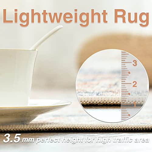 Jinchan ZDJCRGKABUL-5R-D Round Rug 5Ft Washable Rug Area Rug Vintage Rug Indoor Floor Cover Print Distressed Brick Red Multi Circle Rug 5' Round Chenille Accent Rug Kitchen Living Room Bedroom Dining Room thumb #3