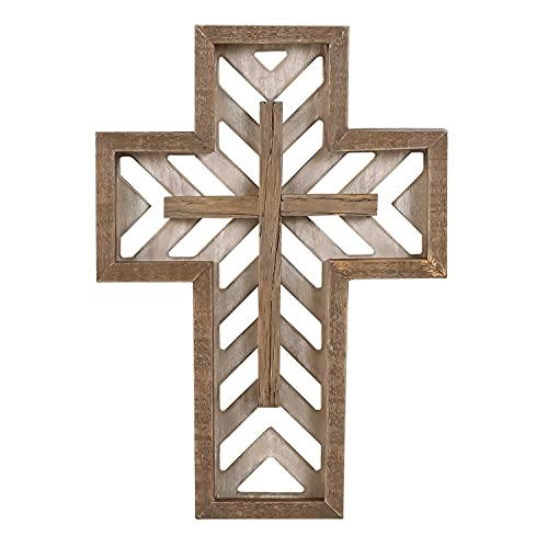 Image of Crucifix Wall Cross - 12 Inch Handmade Unique Rustic Wooden Catholic Spiritual Art Church Home Room Decor - Brown