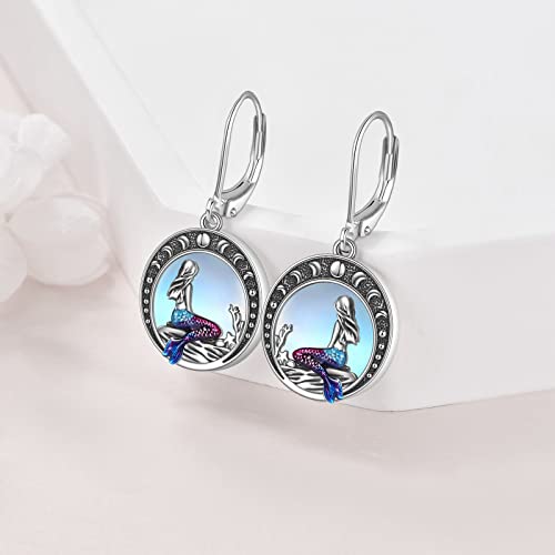 Owl/Dragon/Wolf/Mermaid/Bear/Fox Earrings Sterling Silver Abalone Shell Dangle Earrings Jewelry Gifts for Women Teen Girls Mother Friends Girlfriend3