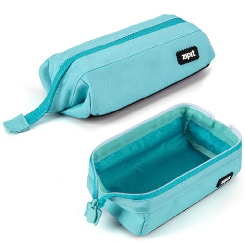 Image of ZIPIT: Lenny Pencil Case - Light Teal - Large Storage Capacity Zipper Pouch, Makeup-Stationery Bag, School-Travel, Washable Polyester, Kid-Teen-Adult