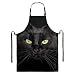 UOIMAG Schwarze Katzenschürze mit Tasche, wassertropfenresistent, verstellbarer Hals, Latzschürze zum Kochen, Backen, Grillen